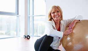 woman with exercise ball